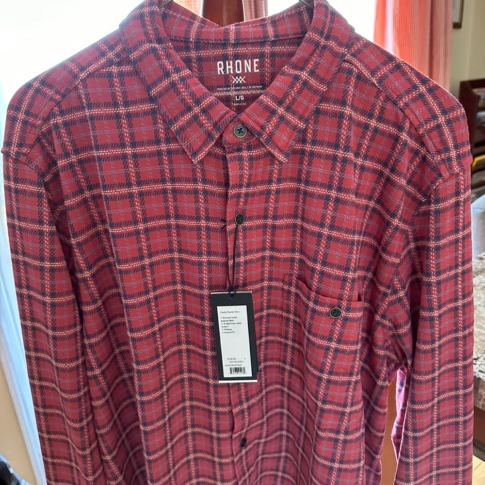 Rhone Hardy Flannel Shirt Size Large Color Earth Red Plaid